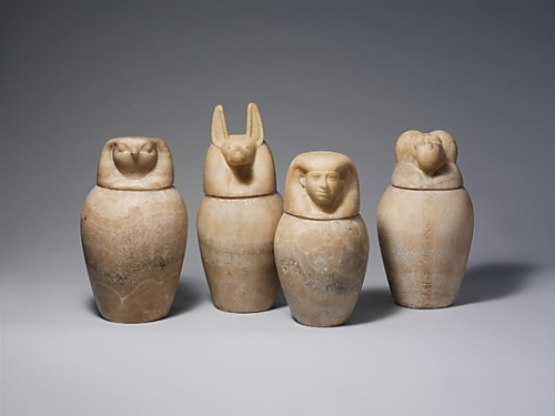 Gang&rsquo;s all here! Canopic jars, alabaster, 664-525 B.C. Metropolitan Museum of Art.