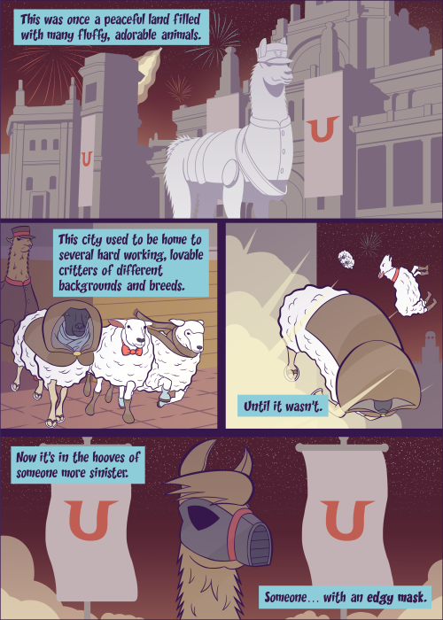 Here are the first two pages of Alpaquest!, so I can prove that I&rsquo;m working on them in the