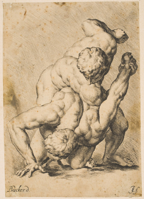 The Wrestlers, a Roman Sculpture Group, from the book Paradigmata Graphices, by Jan de Bisschop, aft