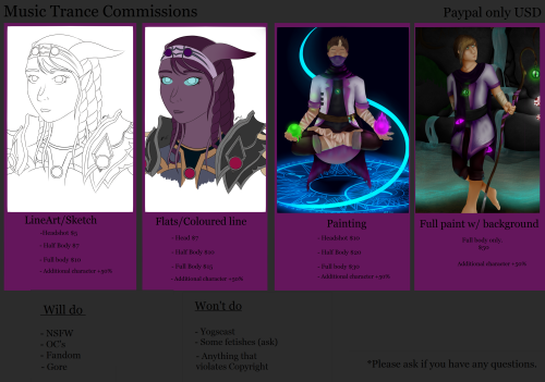 musictrance:  Commission stuff. My Paypal is MusicTrancePony@yahoo.com I’m opening up a few slots for commissions due to some financial trouble I need the cash flow. Contact me here or at MusicTrancePony@yahoo.com (Make the subject line “Commissions”