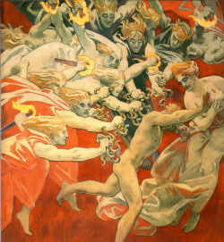 signorformica:  Orestes, after killing his mother Clytemnestra —the murderer of his father—, is pursued by the Furies. John Singer Sargent ~ 1921   Bibliothèque Infernale on FB    