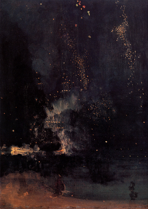 i-love-art:  James Abbott McNeill Whistler, Nocturne in Black and Gold – The Falling Rocket, 1874  