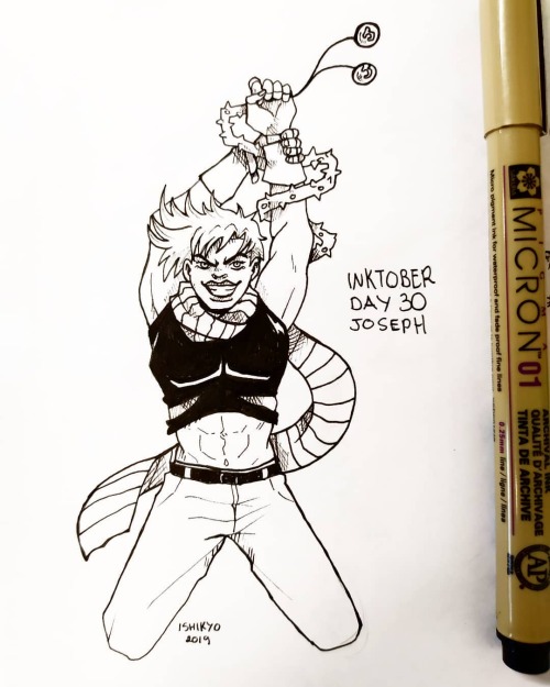 Inktober Day 30 - Joseph Almost over! #inktoberday30 #inktober2019 #josephjoestar #battletendency #j