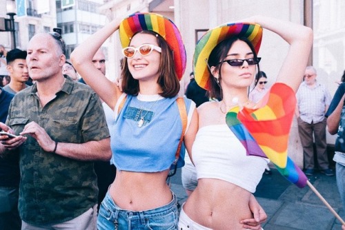 rebelhadid: bella hadid and kendall jenner at london pride, july 2017. via bella’s instagram (