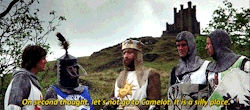 skybread:  cesaray:  On second thought, let’s not go to Camelot. It is a silly place.  -bonus-   How is that silly 