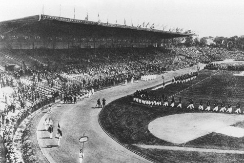 Opening ceremony of the Paris Olympics (France, 1924).The main Olympic stadium was the Stade du Colo