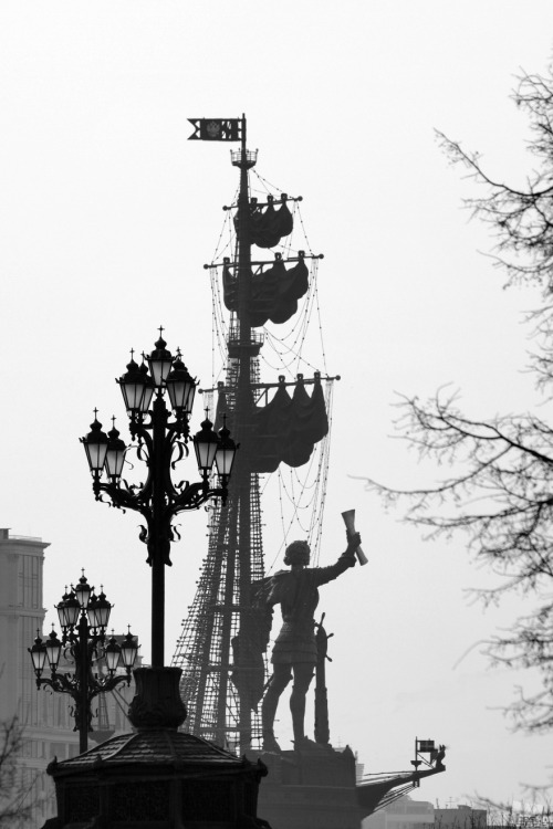 russianmonarchist:Monument to Tsar Peter the Great in Moscow, Russia. Photo by Mikhail Malets.