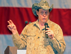 tumblingjeeperdude:  gettothestabbing:  takingbackamericatoitsroots:chairofbullies:  Ted Nugent, rock star and avid bow hunter from Michigan , was being interviewed by a liberal journalist, an animal rights activist. The discussion came around to deer