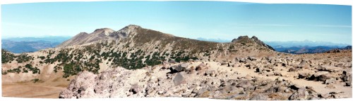 Panoramic of Fremont Loookout trail from Second Burroughs Mountain, Mount Rainier National Park, Was