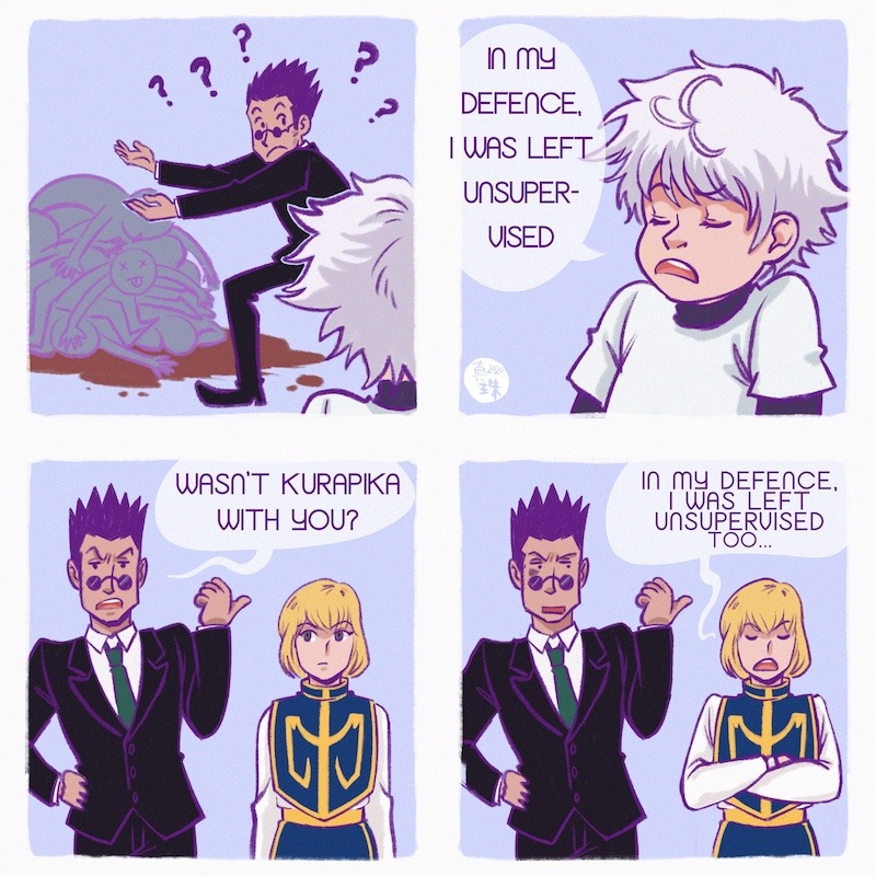 curator of hxh memes on X: leorio and kurapika flirting over the