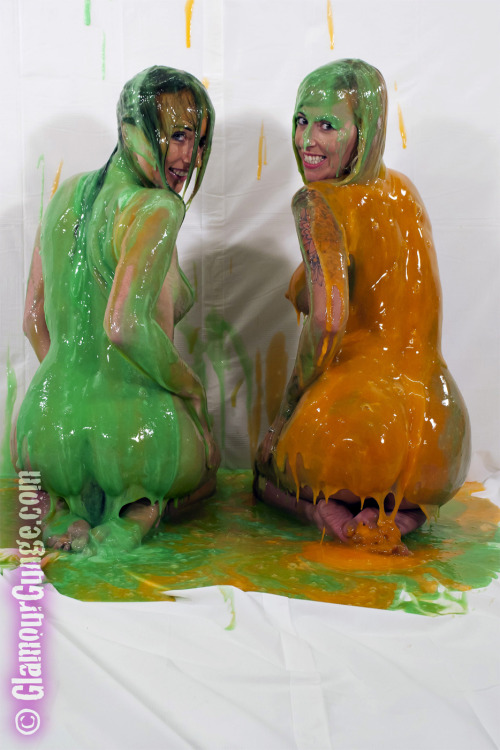 glamourgunge: Sexy slimed backsides featuring Jemma Perry &amp; Charlie Z