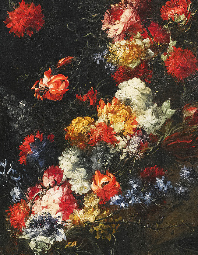 jaded-mandarin:  Margherita Caffi. Detail from Still Life of Flowers in Vases on