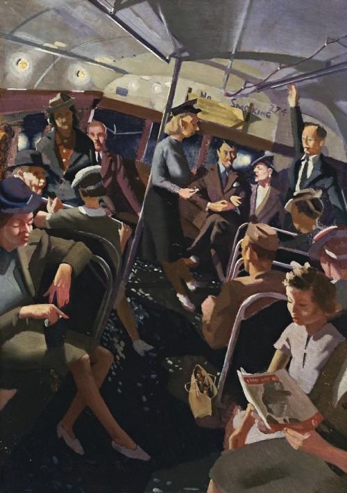 The Night Bus   -   Herbert Badham , c. 1933Australian 1899-1966 Oil on board,34.5 x 