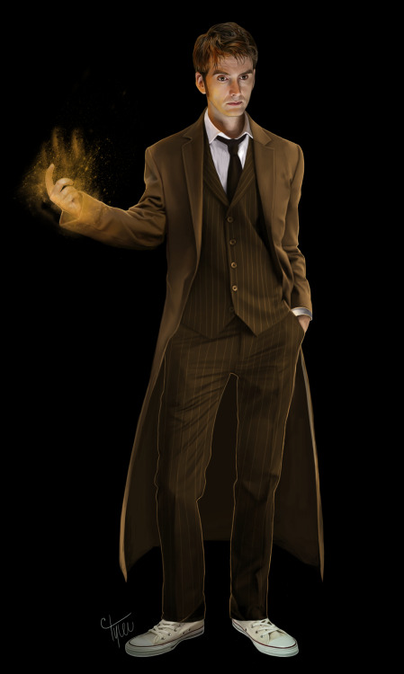 tatennant-ismybrotp:  acquireddistaste:  Regenerating ten dgaf. Lazy totally unprofessional way to make pinstripes? 100% opacity white lines on a layer set to soft light.  this is beautiful 