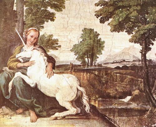 renaissance-art:Domenichino c. 1602Maiden with a Unicorn 