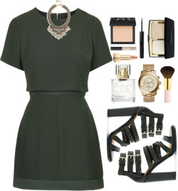 babydoll1561:  Untitled #1735 od glitter-the-world sadrži strappy sandals ❤ liked on PolyvoreTopshop dress, ๛ / Shoe Cult strappy sandals, แ / Michael Kors chronograph watch / BCBGMAXAZRIA stone necklace / Hydrating foundation, ใ / NARS Cosmetics