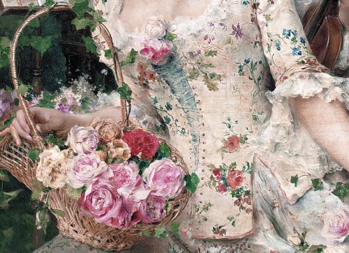 paintingispoetry:Federico Andreotti, A New Basket of Flowers detail, ca. 1870-1930