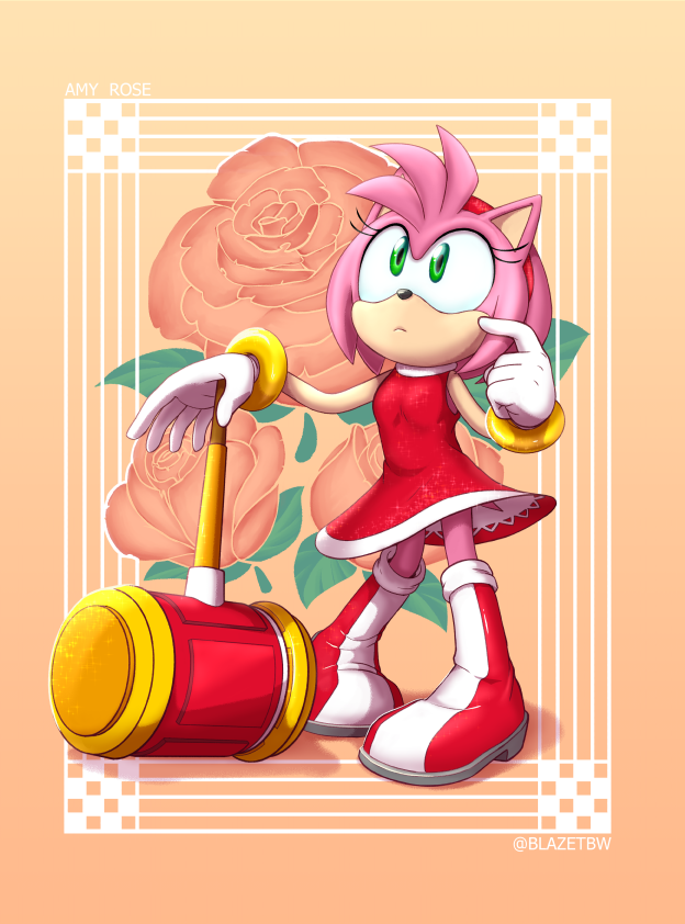 Amy Rose~ I let myself finish a drawing and it ended up being Amy, whom I draw once  years? lol