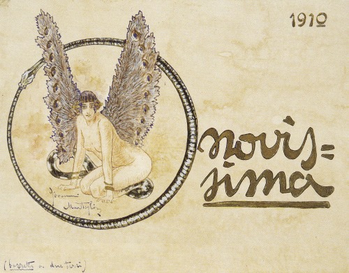 vertigo1871:Giovanni Martoglio, Sfinge, 1910. Disegno originale della copertina di Novissima. Acquar