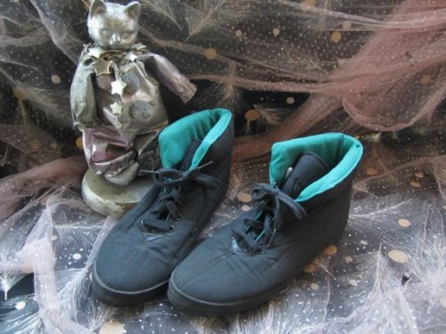 Black & Teal Hi Top Shoes //LunarHovel