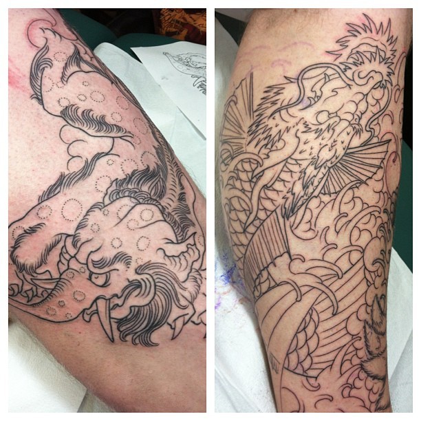 tattoos and art by freak — Two more #japanese #mythical #creatures  #outlined...