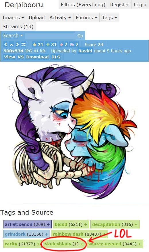  There’s a tag for everything on Derpibooru, even skelesbians xD  Fetish unlocked!