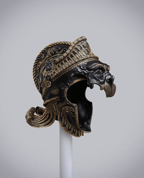 historyarchaeologyartefacts:Carol V Habsburg helmet by Filippo Negroli, Milan, 16th century [1800x13