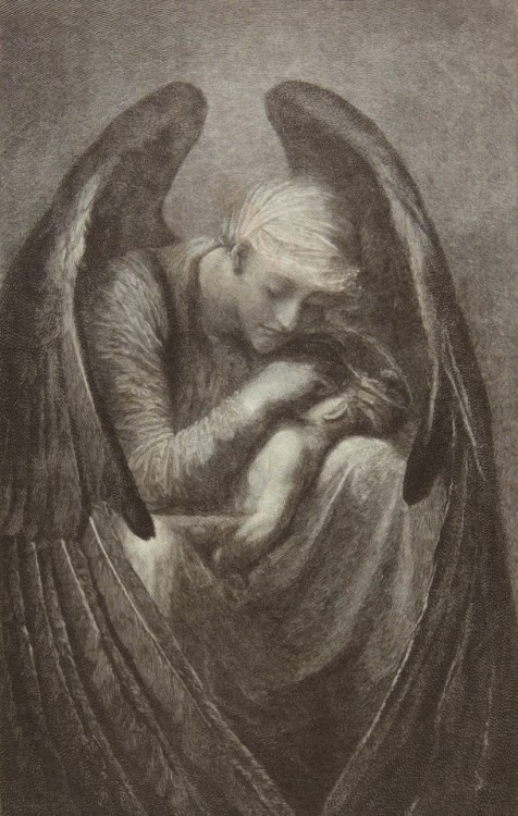 The Angel of Death (c. 1900 / Wood engraving) - by W. B. Closson, after George Frederic Watts [Death