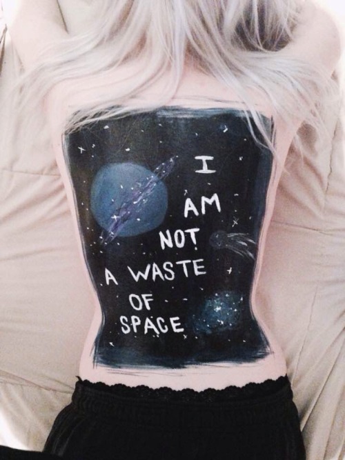 pxleprincee:Late night space themed paint session with amelia. We didn’t mean for the quotes to corr