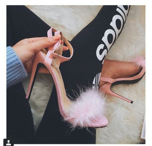 pink fur shoes