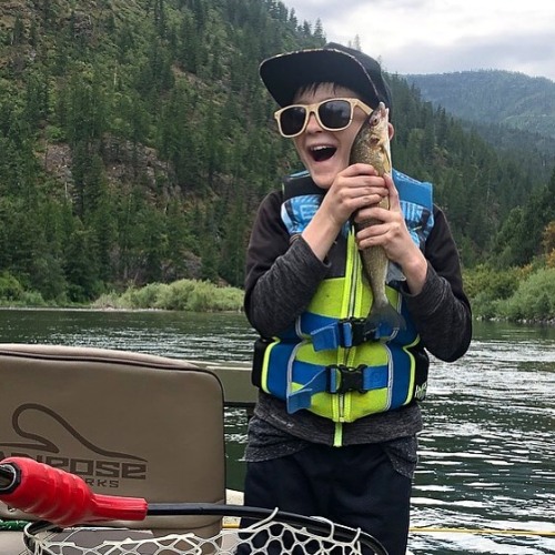 Wish everyone was this happy to catch a fish! Maverick having a blast on his first day of fly fishin