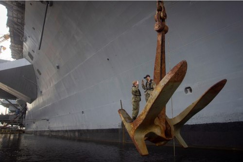 BIG anchors….NORFOLK NAVAL SHIPYARD, VIRGINIA (October 22, 2020) – Master-at-Arms (law enforce