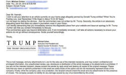 frettedwithgoldenfire:  The Onion just released this threatening email they received from Trump’s lawyer Michael Cohen in 2013 and  even in your Onion 