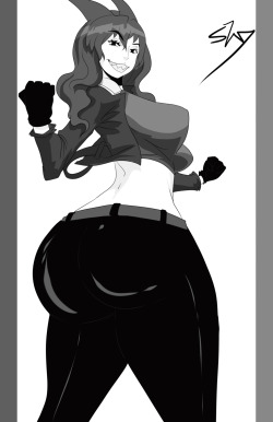 liquidxlead:  BW ink commission for terrormokes Bite tha booty &gt;:E ( ( |