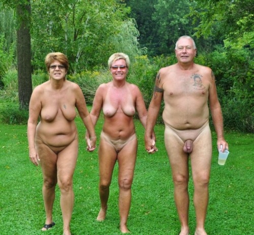 Mature senior nudist beach