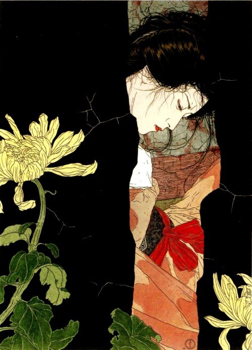 romantiscience: Takato Yamamoto Takato Yamamoto is widely known for his “Ukiyo-e Pop” style of painting. He explores themes of darkness, bondage, vampires, metamorphosis, love and death. The perspective is always calm and serene - never depicting