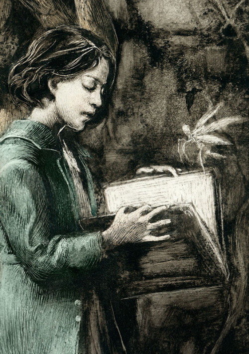 santiagocaruso:  Santiago Caruso : “ Pan’s Labyrinth I ” / Ink and scratching over paper / 2013 Book cover of an essay about Guillermo del Toro’s film by Mar Diestro-Dópido, published soon by BFI Film Classics & Palgrave Macmillan.