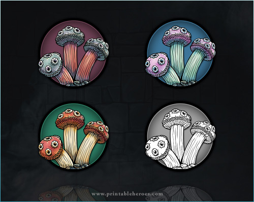 My Patrons voted for this set of fungus paper miniatures which are now available for download from m