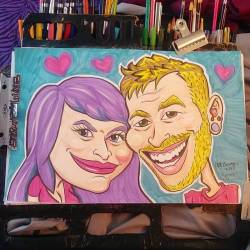 Drew a caricature for the upcoming 2 year anniversary with my lady.  Love you purple ELF  #art #cartoony #portrait #drawing #caricature #artistsontumblr #artistsoninstagram  #pentel #brushpen #caricatures #caricaturist