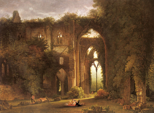 Tintern Abbey with Elegant Figures by Samuel Colman