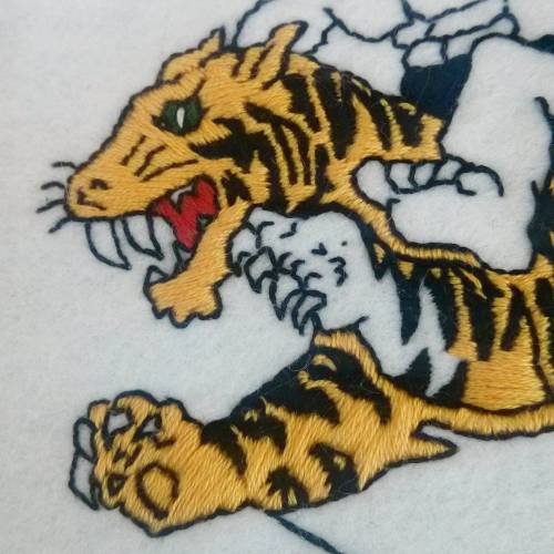 Friday coming at ya like#embroidery #handmade #patchgame #custom #vintage #tiger #art #craft #etsy