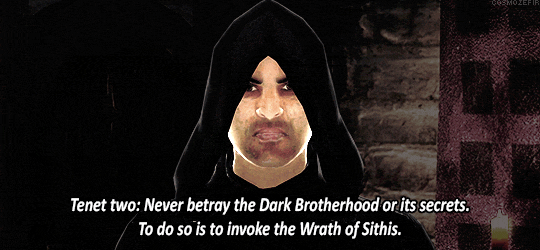 cosmozefir:As a member of the Dark Brotherhood, you must abide by the Five Tenets. They are the laws