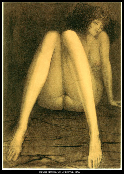 adhemarpo:  Ernst Fuchs - Nu au repos (1976)