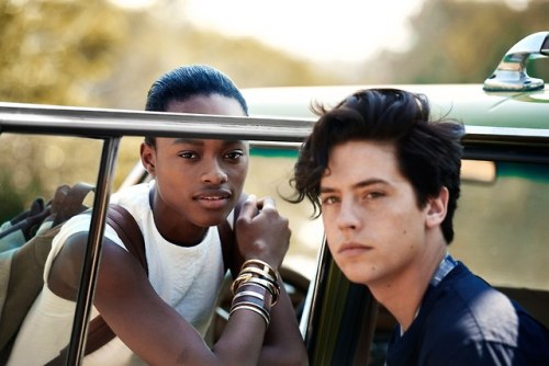 vogue - Cole Sprouse and models Saffron Vadher and Mayowa...