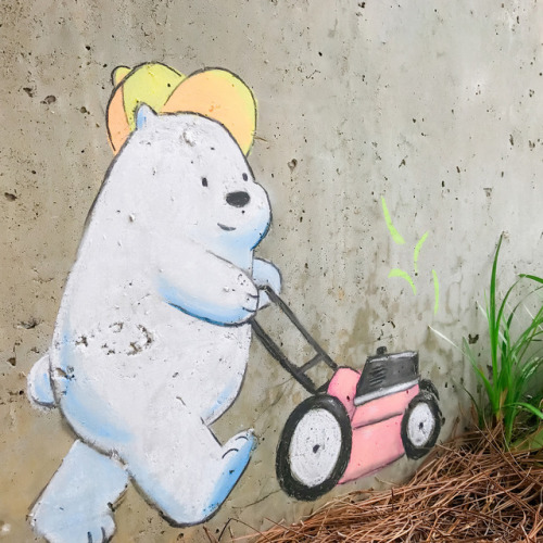 Ice Bear’s lawn mowing service is off to a good start 