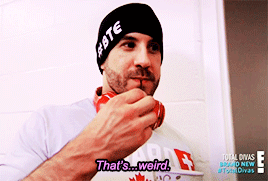mithen-gifs-wrestling:  Natalya and Cesaro feud over Tyson’s love on Total Divas.  Cesaro’s squinty reaction in the last gif!  <3