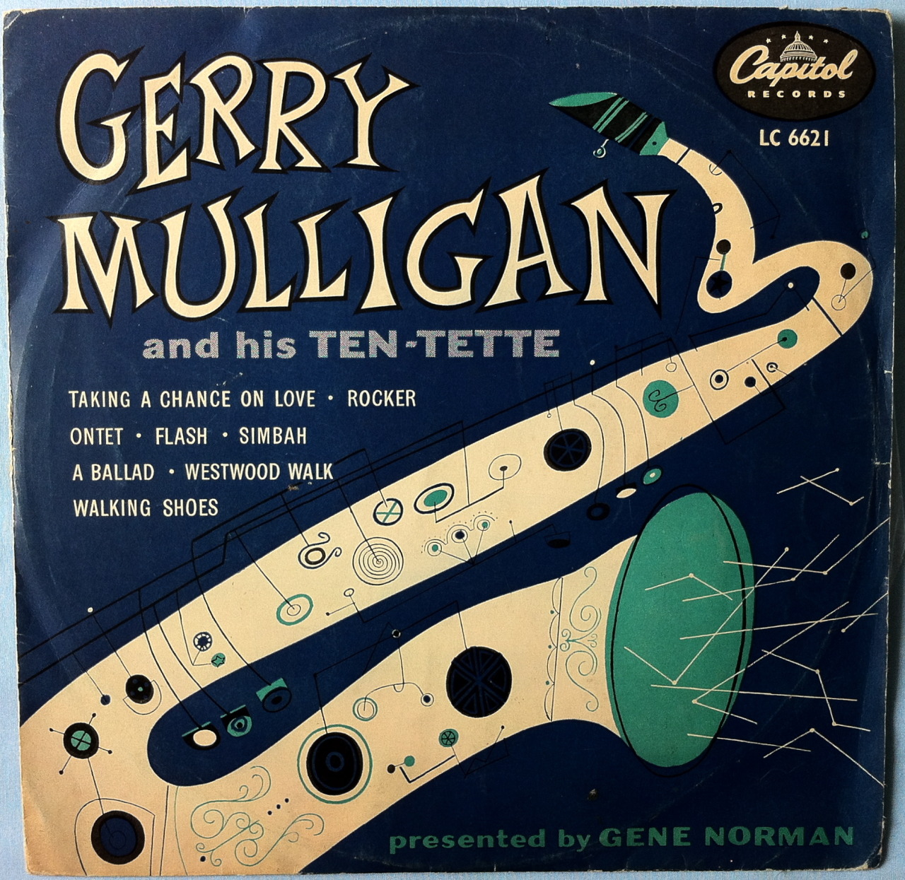 jazzrelatedstuff:  Album cover of the day: “Gerry Mulligan and his Ten-Tette”.