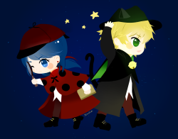 tenchaa:  Detective Mari & Adrien AU