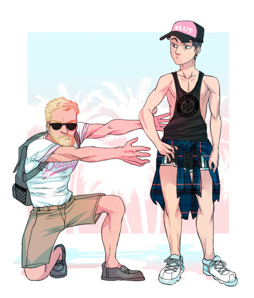 ponkuno:pokemon trainer husbands vacationing in Alola