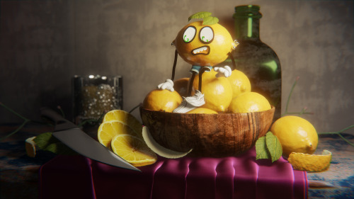 Troubled Lemon Friend (Blender, Eevee) Wanted do a “Classical Still Life but with a Cute Character” 